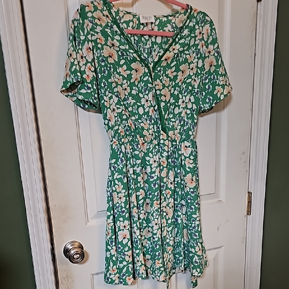 Sienna Sky Green Sundress with Flutter Sleeves and V-Neck